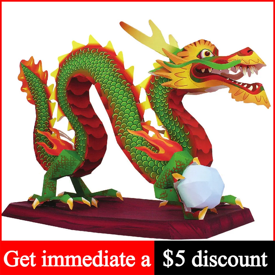 Art Craft Cardboard - Dragón chino Loong hecho a mano